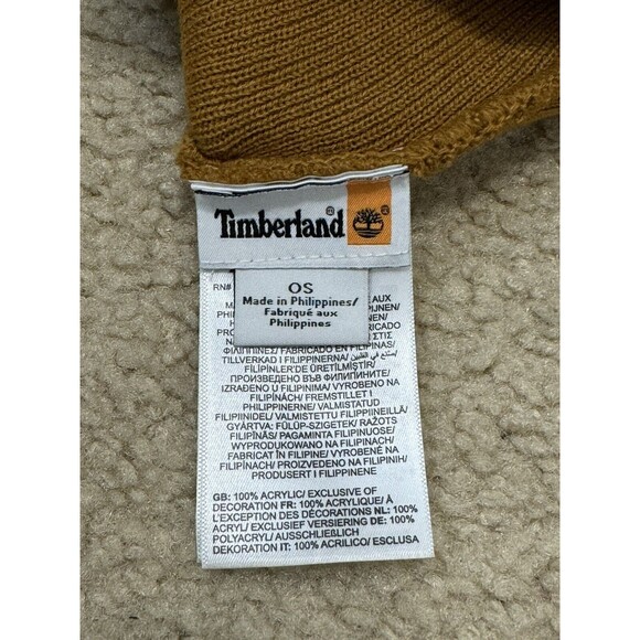 NWT Timberland Tonal Embroidery Logo Rubbed Cuff Wheat Beanie Mens One Size Hat - Picture 5 of 6